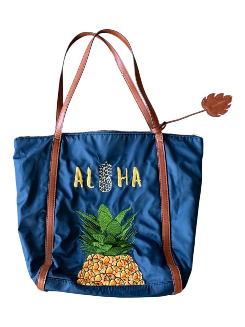 Tommy Bahama ALOHA Embroidered Pineapple Tote, EUC